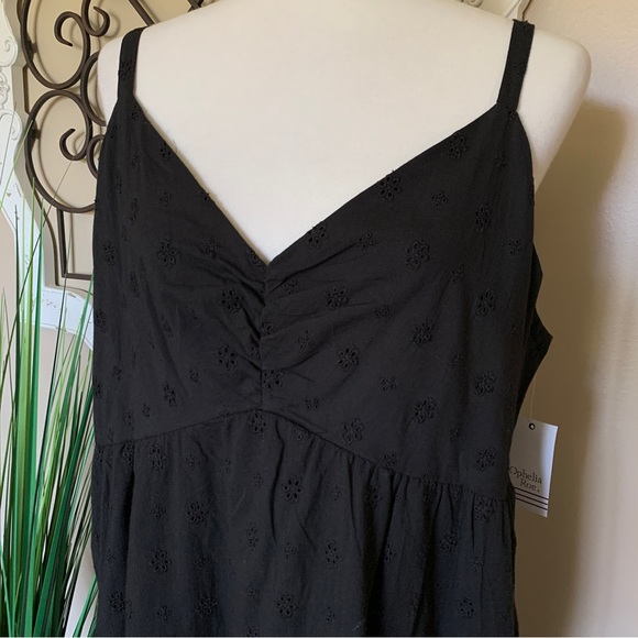 NWT OPHELIA ROE Size Large Black Embroidered Dress w/ Adjustable Straps - Picture 2 of 5